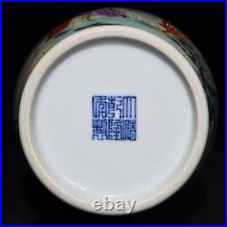 13.4 A pair Qing dynasty qianlong mark Porcelain famille rose maid deer Vase