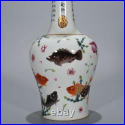 13.4 Antique Porcelain qing dynasty qianlong mark famille rose fish algae Vase