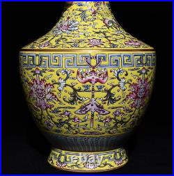13.4 Old Antique Porcelain qing dynasty qianlong mark famille rose flower Vase
