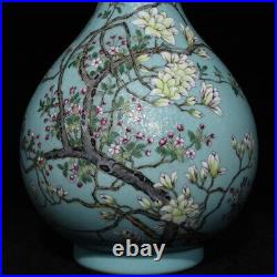 13.4 Old Chinese Porcelain Qing dynasty qianlong mark famille rose flower Vase