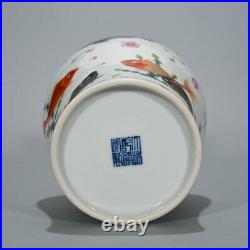 13.4China Old Qing dynasty Porcelain Qianlong mark famille rose fish algae vase
