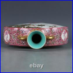 13.5 Old porcelain qing dynasty qianlong mark famille rose gilt chicken vase