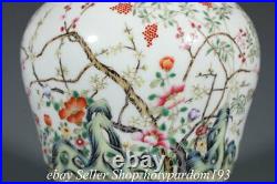 13.6 Qianlong Chinese Famille rose Porcelain Twelve Flower God Double ear Vase