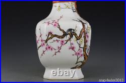 13.8 Chinese Porcelain qing dynasty qianlong mark famille rose flower bird Vase