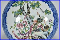 13.8 Chinese Porcelain qing dynasty qianlong mark famille rose peony bird Vase