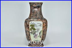 13.8 Fine Porcelain Qing dynasty qianlong famille rose elderly cloud Pine Vase