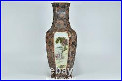 13.8 Fine Porcelain Qing dynasty qianlong famille rose elderly cloud Pine Vase
