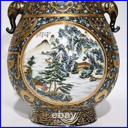 13 Old Chinese Porcelain qing dynasty qianlong mark famille rose landscape Vase