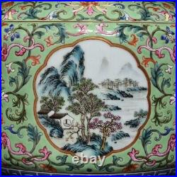 13 Old Porcelain Qing dynasty qianlong mark famille rose landscape flower Vase