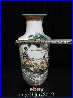 13 Qing dynasty qianlong mark Porcelain A pair famille rose elderly woman Vase