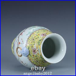 13 Qing dynasty qianlong mark Porcelain famille rose Chrysanthemum bamboo Vase