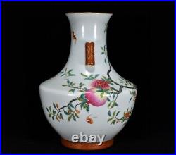 13Antique dynasty Porcelain Qianlong mark famille rose flowers pomegranate vase
