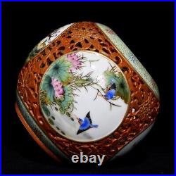 14.2 Antique Porcelain Qing dynasty qianlong mark famille rose peony gourd Vase