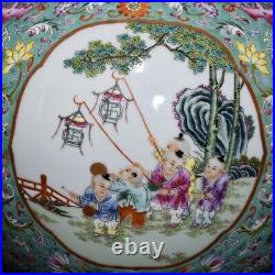14.2 China Porcelain Qing dynasty qianlong mark famille rose children play Vase