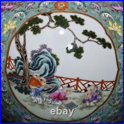 14.2 China Porcelain Qing dynasty qianlong mark famille rose children play Vase