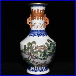 14.4 Chinese Porcelain Qing dynasty qianlong mark famille rose landscape Vase