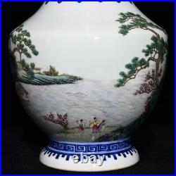 14.4 Chinese Porcelain Qing dynasty qianlong mark famille rose landscape Vase
