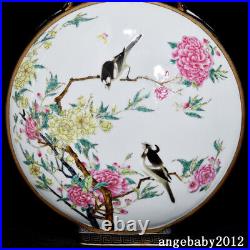 14.6 Antique Porcelain qing dynasty qianlong mark famille rose flower bird Vase