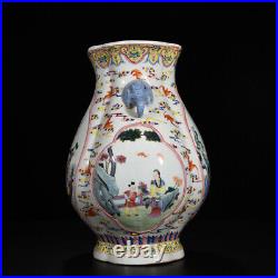 14.6 Chinese Porcelain Qing dynasty qianlong mark famille rose maid crane Vase
