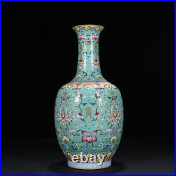 14.6 Old Antique Porcelain qing dynasty qianlong mark famille rose flower Vase