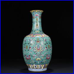 14.6 Old Antique Porcelain qing dynasty qianlong mark famille rose flower Vase