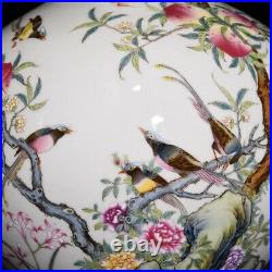 14.8 Old Porcelain Qing dynasty qianlong mark famille rose peach peony bat Vase
