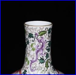 14.9 China Porcelain Qing dynasty qianlong mark famille rose woman dragon Vase
