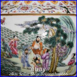 14 Qianlong Marked Chinese Famille rose Porcelain Flower Figure Zun Vase