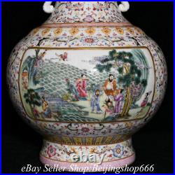 14 Qianlong Marked Chinese Famille rose Porcelain Flower Figure Zun Vase