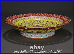 15.2 Qianlong Marked Chinese Famille rose Porcelain Flower Round Tray Plate