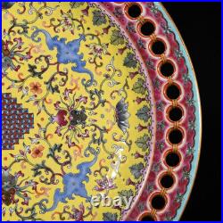 15.2Antique dynasty Porcelain Qianlong mark famille rose bat flower plant plate
