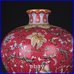 15.3 Antique Porcelain qing dynasty qianlong mark famille rose lotus Pulm Vase