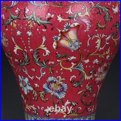 15.3 China old dynasty Porcelain qianlong mark famille rose flowers plant vase