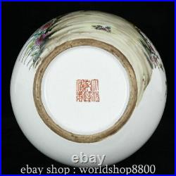 15.6 QianLong Marked China Famile Rose Porcelain Flower Bird Pattern Vase Piar