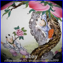 15.6 Qianlong Marked Chinese Famille rose Porcelain 9 Peach 5 Boy Vase Bottle
