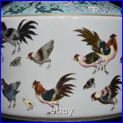 15.7 Old Antique Porcelain Qing dynasty qianlong mark famille rose chicken Vase