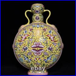 15.7 Old China Porcelain Qing dynasty qianlong mark famille rose lotus bat Vase