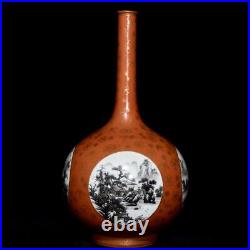 16.3 Old China Porcelain Qing dynasty qianlong mark famille rose landscape Vase