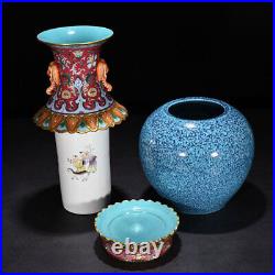 16.5 China Porcelain qing dynasty qianlong mark famille rose lotus flower Vase