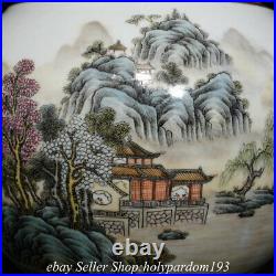 16.6 Qianlong Chinese Famille rose Porcelain Mountain Tree Water Bottle Vase