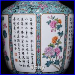 16.9 Chinese Porcelain Qing dynasty qianlong mark famille rose lotus peony Vase
