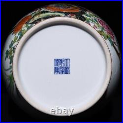 16.9 Chinese Porcelain Qing dynasty qianlong mark famille rose peony bird Vase