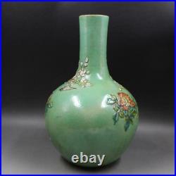 16 China dynasty Porcelain Qianlong mark famille rose Flower bird pattern vase
