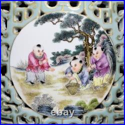 16 Old dynasty Porcelain qianlong mark famille rose Hollow out infant play vase