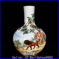 16 Qianlong Marked Chinese famille Porcelain poetry dog celestial sphere Bottle