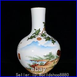 16 Qianlong Marked Chinese famille Porcelain poetry dog celestial sphere Bottle