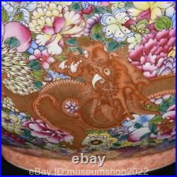 17.6 Ancient Chinese Qianlong Marekd Famile Rose Porcelain Dragon Bowl Teacup