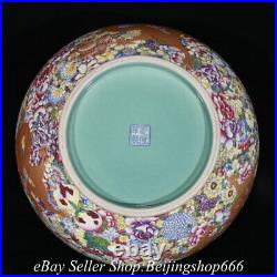 17.6 Huge Qianlong Marked Chinese Famille rose Porcelain Flower Dragon Bowl