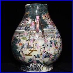 17.9 China Porcelain Qing dynasty qianlong mark famille rose beauty flower Vase