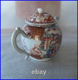 1700's Chinese Export Porcelain Tea pot Famille Rose enamel Kangxi / Qianlong